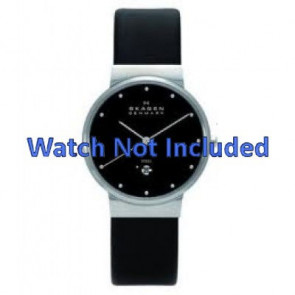 Watch strap Skagen 358LSL / 358LSLB / 358LSLBW Leather Black 18mm